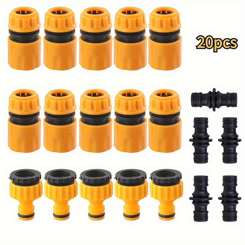 Image of Set Of 20 Hose Fittings - Made From Sturdy Plastic, Double-ended Connectors Are Ideal For Effective Car Washing And Garden Irrigation, Featuring A Car Hose Adapter And A Design