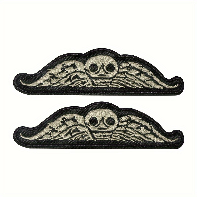 TEMU 2pcs Mixed Color Halloween Deaths Head Tombstone Embroidered Iron-on Patch