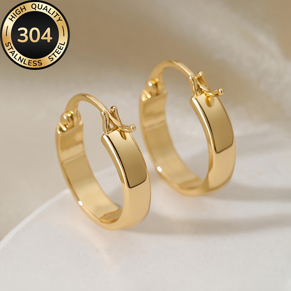 E-shop Hypoallergene, hochwertige goldene Edelstahl-Ohrhänger, Anti-Fade, einfach und elegant, modische Damenohrringe für den oder Partys,