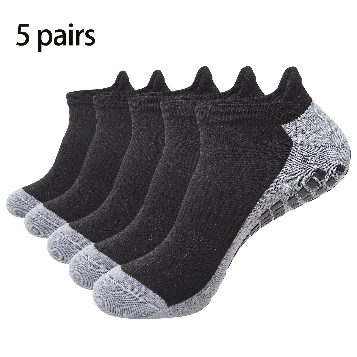 TEMU 5 Pairs Anti Slip Ankle Socks With Men&women Indoor Non Skid Terry Floor Socks With Grip For Yoga, Hospital, Pilates, Barre | Ankle, Cushioned
