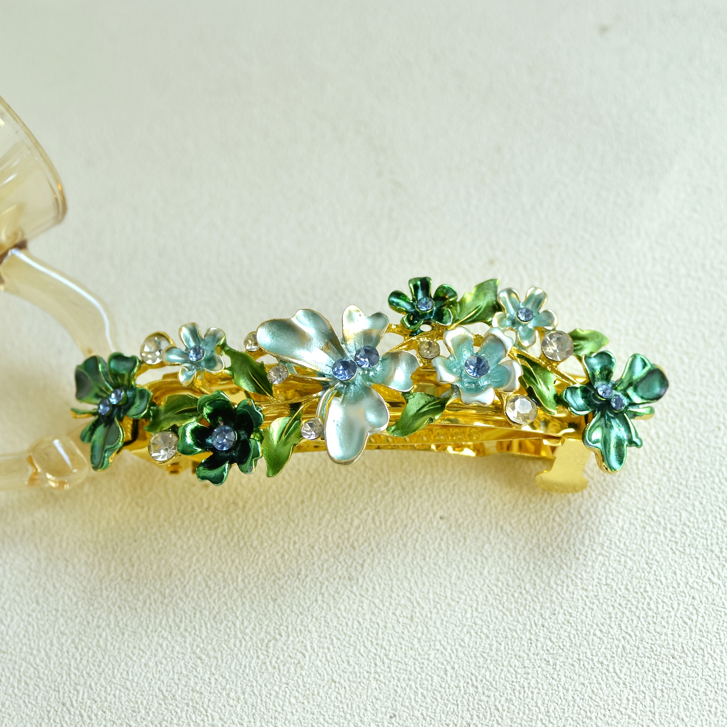 Image of New Ethnic Style Flower Hair Clip For The Back Of , Ultra-ethereal, Simple And Versatile, Elegant Rhinestone Large Hair Clamp, Clip