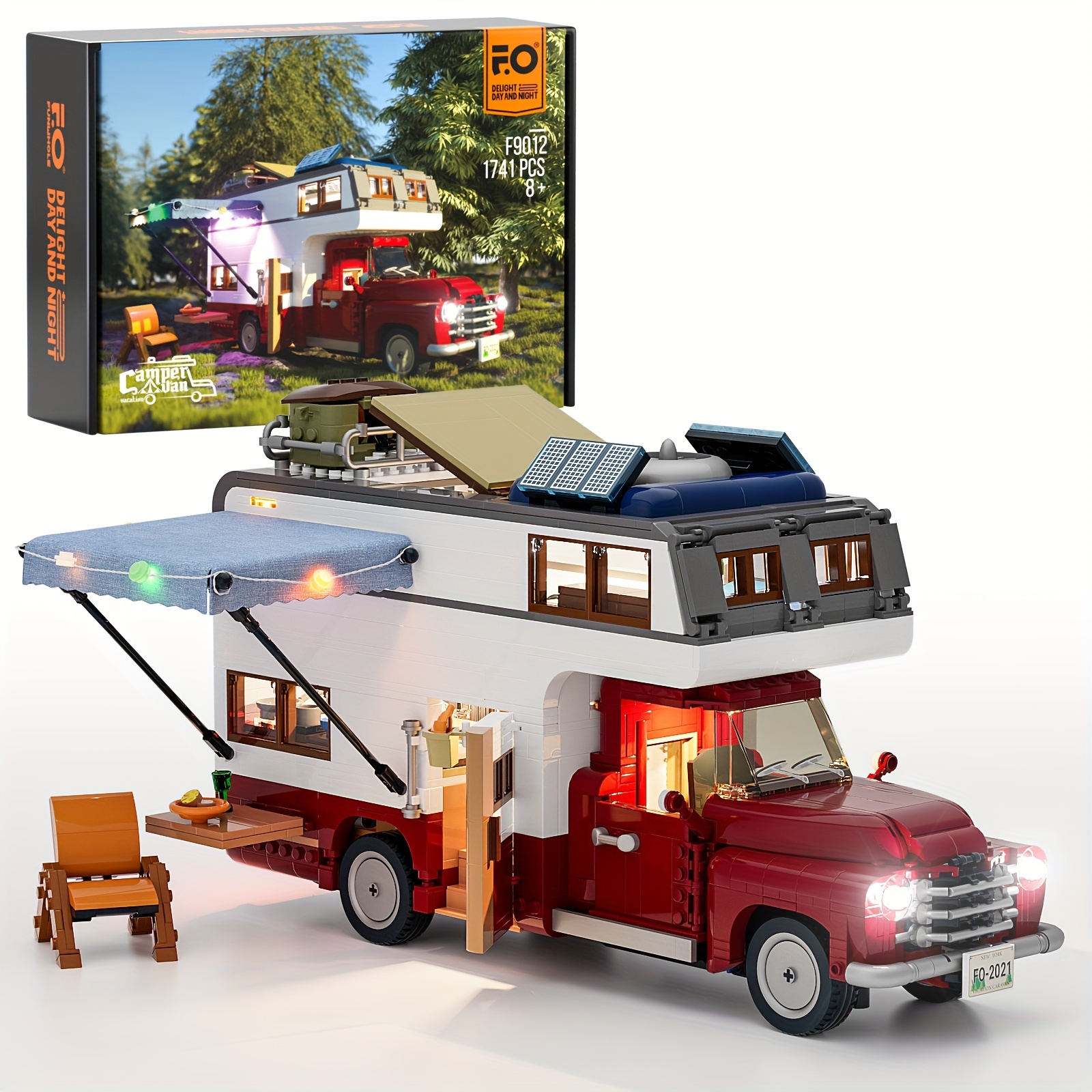 

Funwhole Lighting Camper-van Building Set - Camper Vehicles Construction Building Bricks Set With Led Lighting Kit 1741pcs For Teens And Adults - Set Compatible With , Funwhole