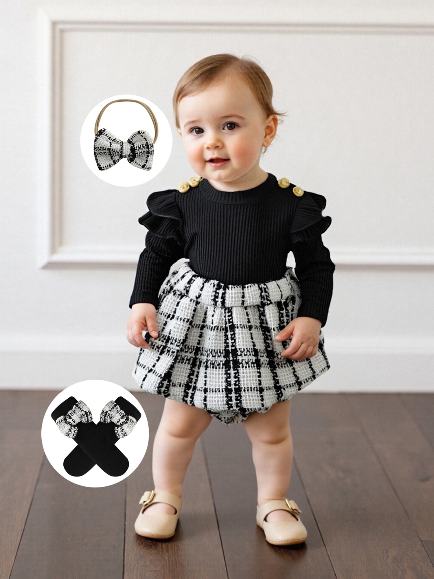 newborn baby girl romper dress ruffle long sleeves Temu
