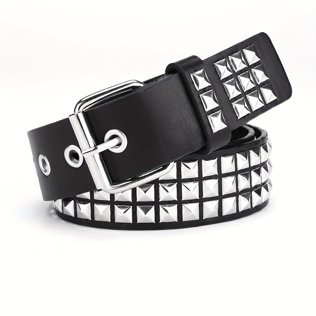   y2k retro heavy duty rivet belt punk   rivet decorative waist belt suitable for jeans compatible for back to graduation outfits belt for fashion accessory not washable