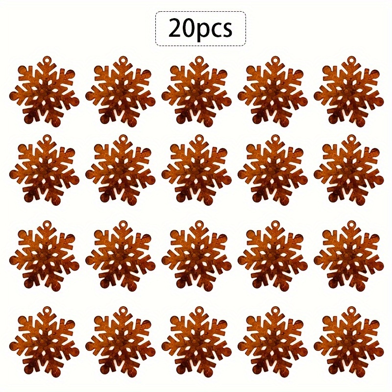 20pcs Metal Rusted Snowflake Decorations For Christmas Winter Decorations, Winter Christmas Tree Hanging Snowflake Decorations