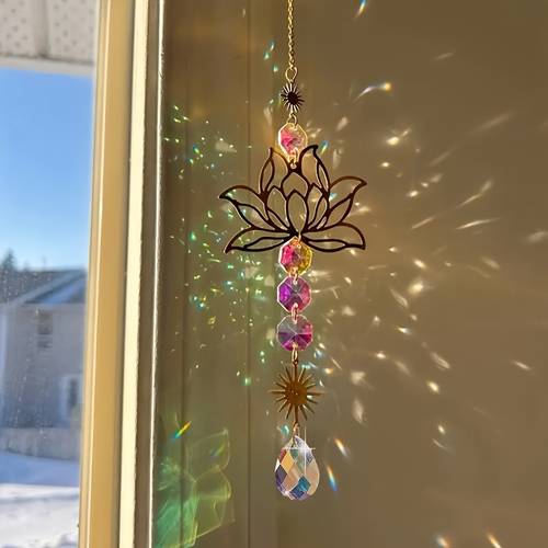 1 metalen zonvanger hangdecoratie - voor lotus zon prisma ornament - raamhuisdecoratie feestdag verjaardagscadeau