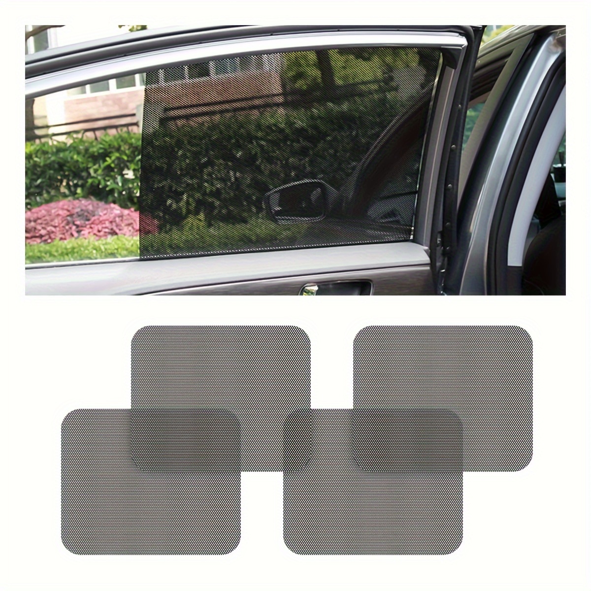 

Car Side Window Sun Visor, 4pcs Electrostatic Cling Film Stickers Sunshade Uv Privacy Protector, Reusable Washable Sun Canopy For Most Cars, Vehicles, Suvs