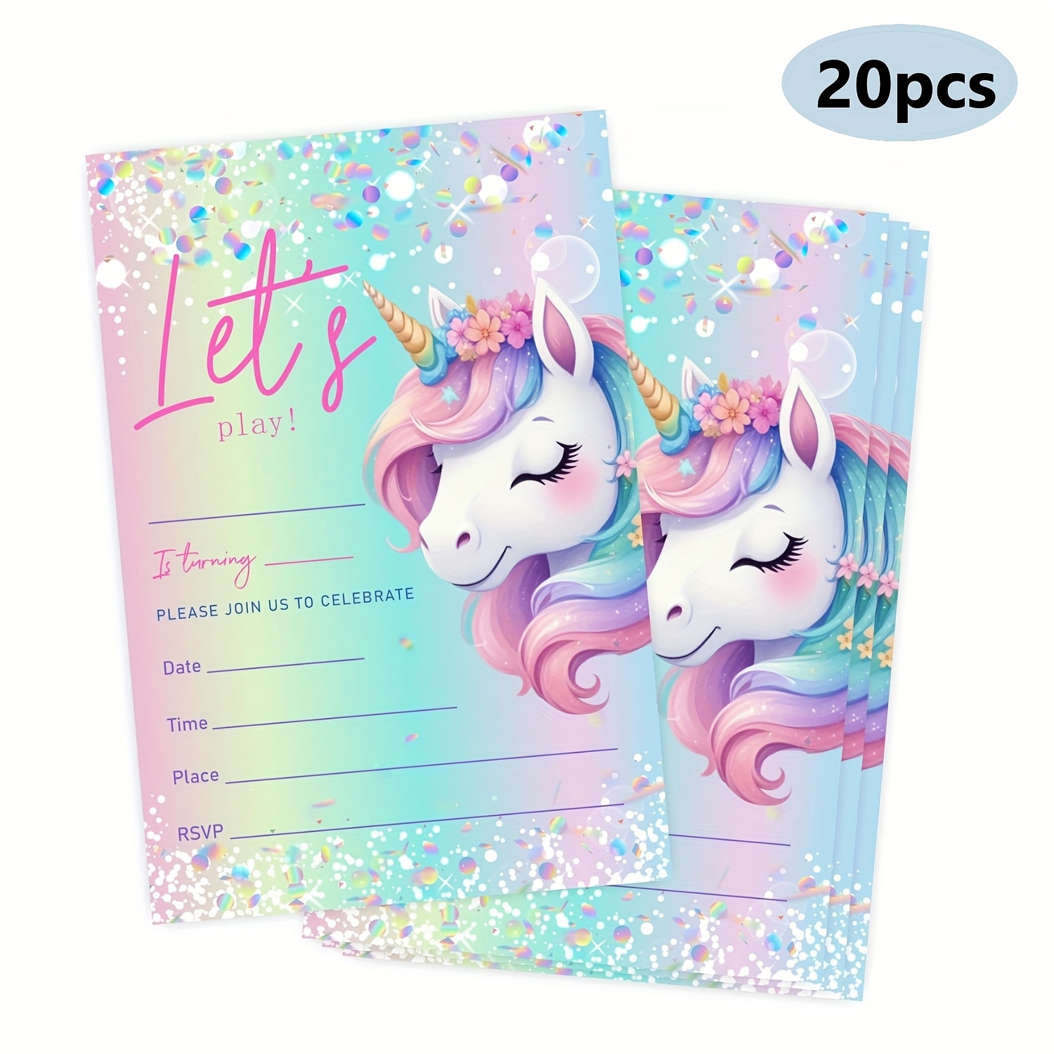 TEMU [party Invitations]20pcs, Magical Birthday Invitation Cards - Play Colorful Invites, Double-sided Party Celebration Gifts And Supplies Halloween