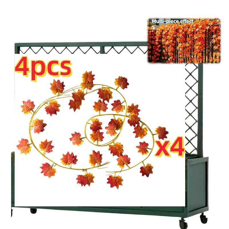 TEMU 4 stuks, totale lengte ongeveer 916 cm/360,64 inch, kunstmatige esdoorn rood oranje geel gradiënt, wijnrank herfst hangende esdoornrank,