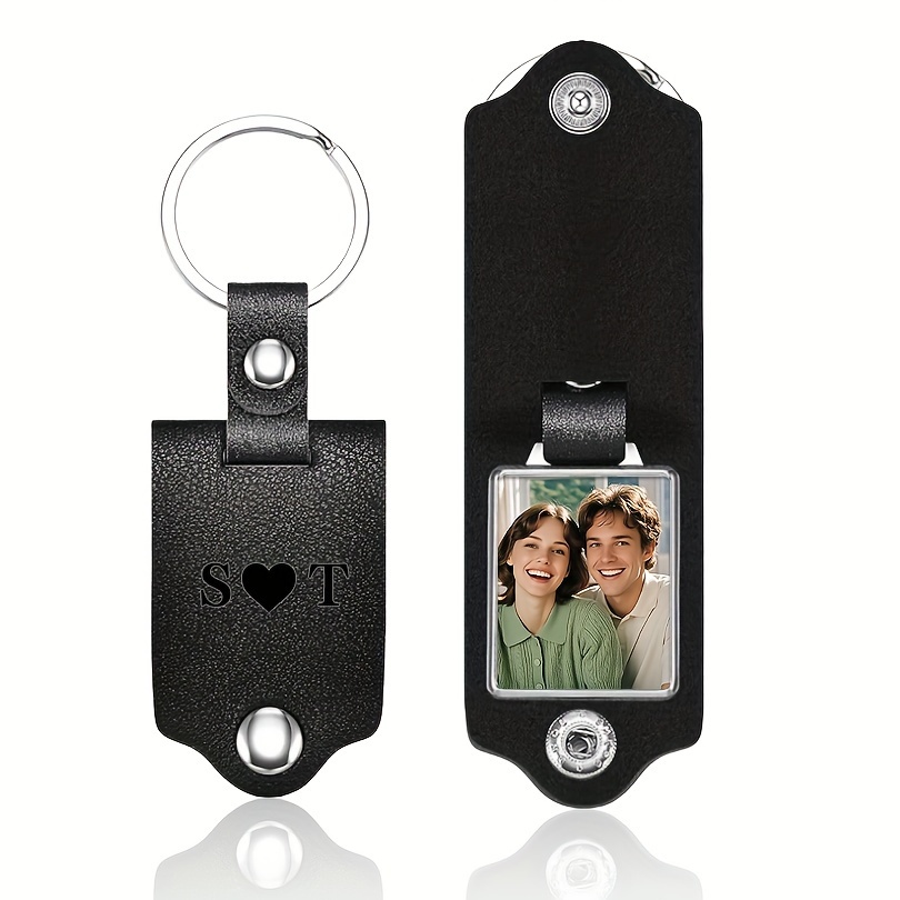 

Custom Photo & Text Keychain - Personalized Leather, Thermal Transfer & Laser Engraved - Gift For Couples, Ideal For Christmas & Valentine's Day