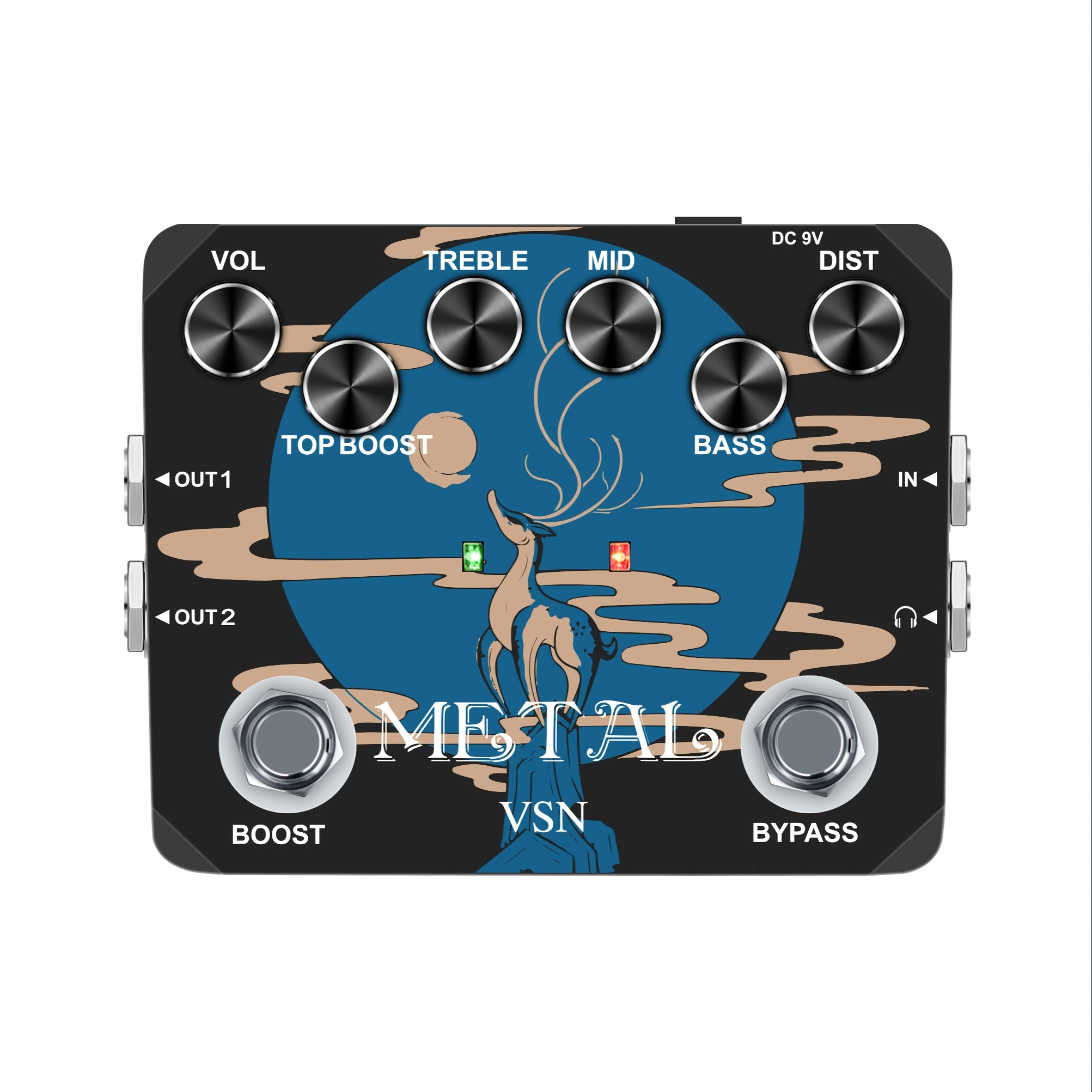 TEMU Vsn Distortion Guitar Pedal - Bypass, 80s & 90s Tones Earphone Output, High-definition Sound, Durable Aluminum Alloy