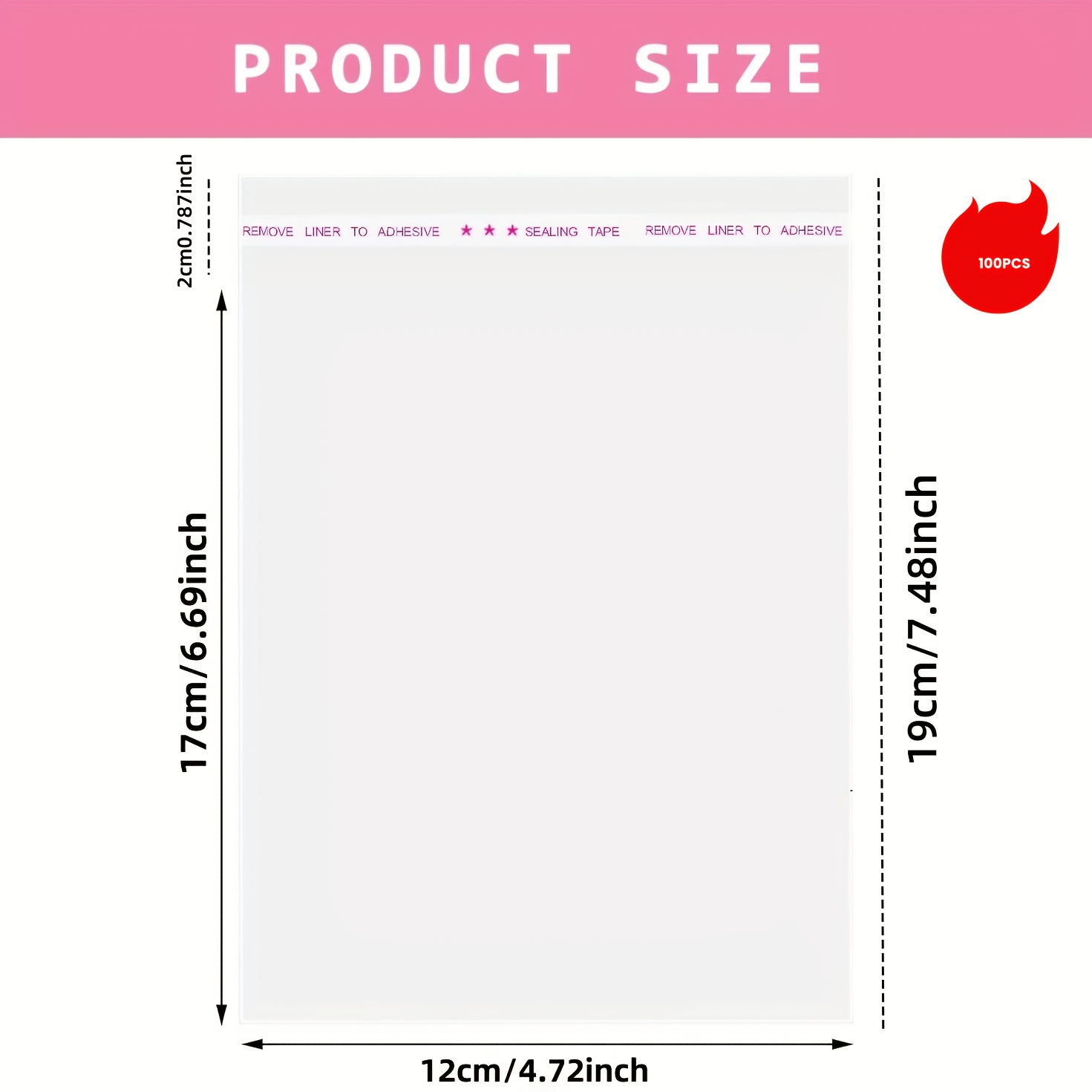 Temu Self-Sealing Cellophane Bags, 12*17, 15*22Cm, 100 Transparent Reusable Sealable Cellophane Bags For , Gifts, Products, Candy, Christmas,-image