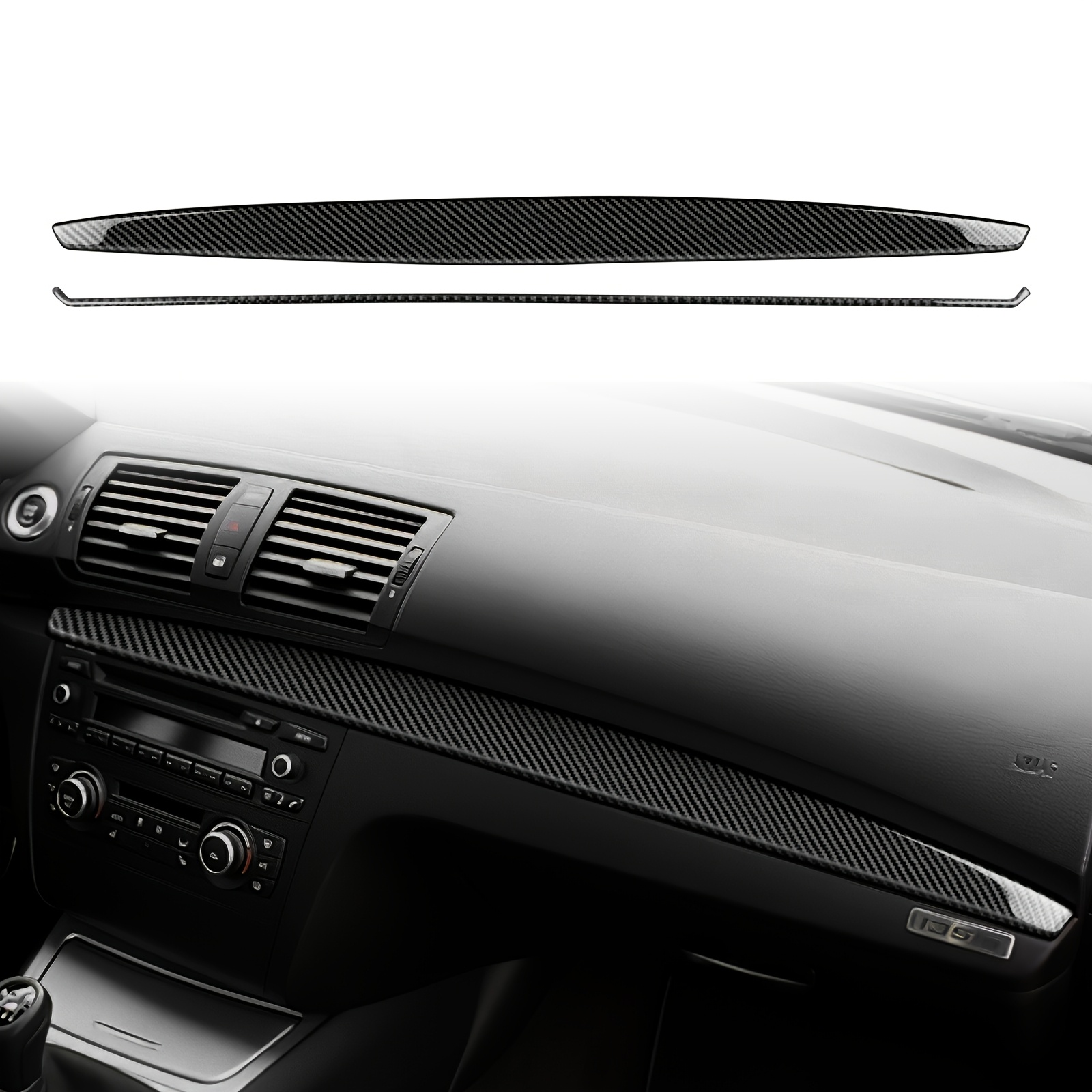 Real Carbon Fiber-for 1 Series E82/e88 2008 2009 2010 2011 2012 2013 Front Passenger Decorative Strip, Upgraded Car Interior, , Sporty Aesthetic Texture, Epoxy Resin Coating, Decorative Strip