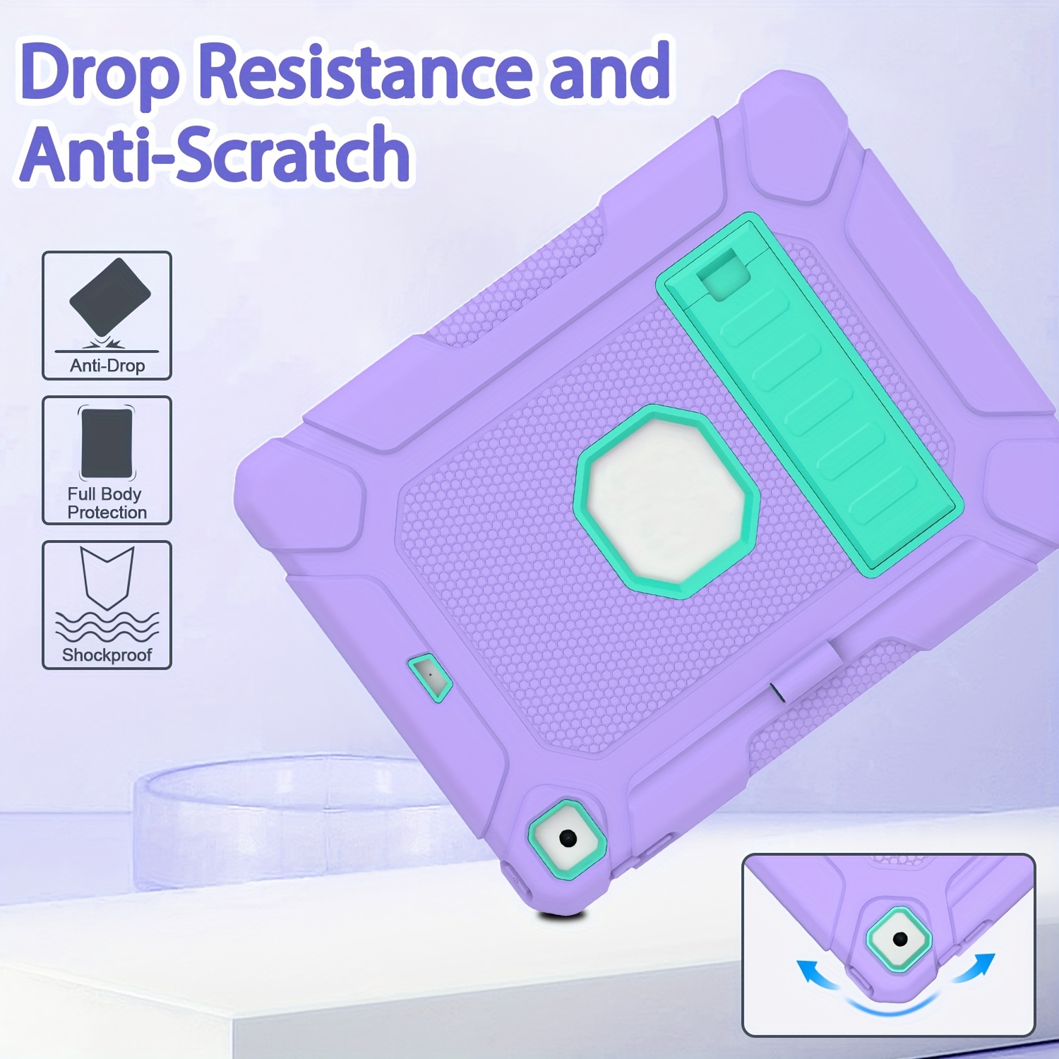 LTROP IPad Hülle Für 9,7 Zoll Modelle – Schlank, Mit Stifthalter & Ständer, Lila/grün, Stoßgeschützt