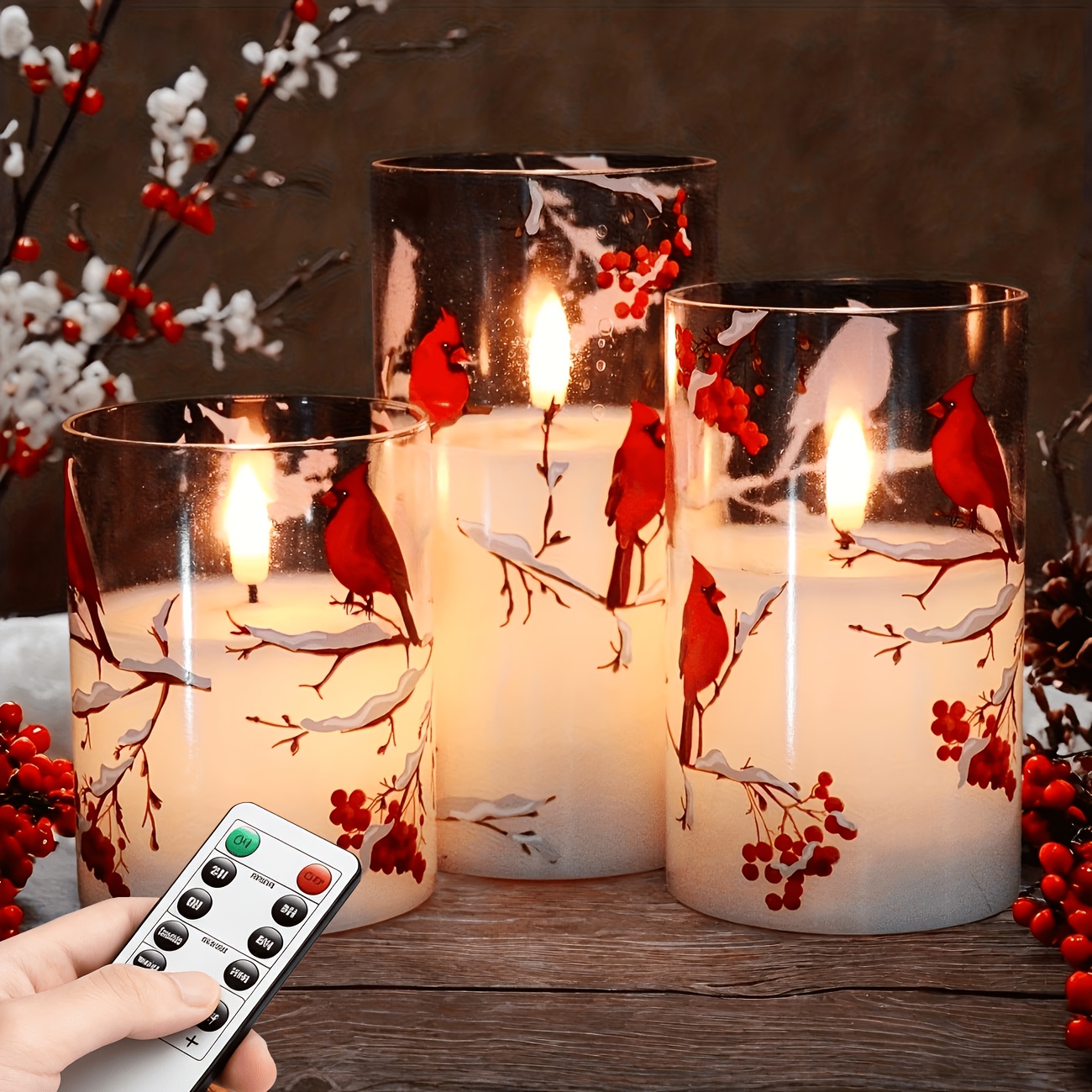 TEMU 4pcs Flameless Candle Lamp Set With Remote Timer Function (3 With Remote Control) - Led Candle Lamp, Single-core Lighting, Plastic Round