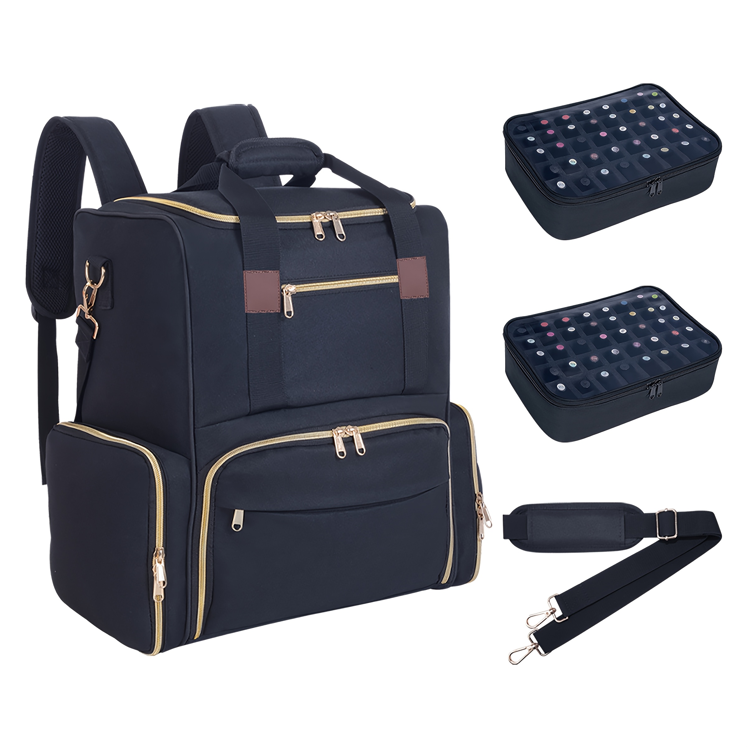 TEMU 80 Bottle Nail Polish Organizer Backpack With Nail Lamp Storage - Heavy Duty Nail Salon Backpack With Detachable Bags, Professional Manicurist
