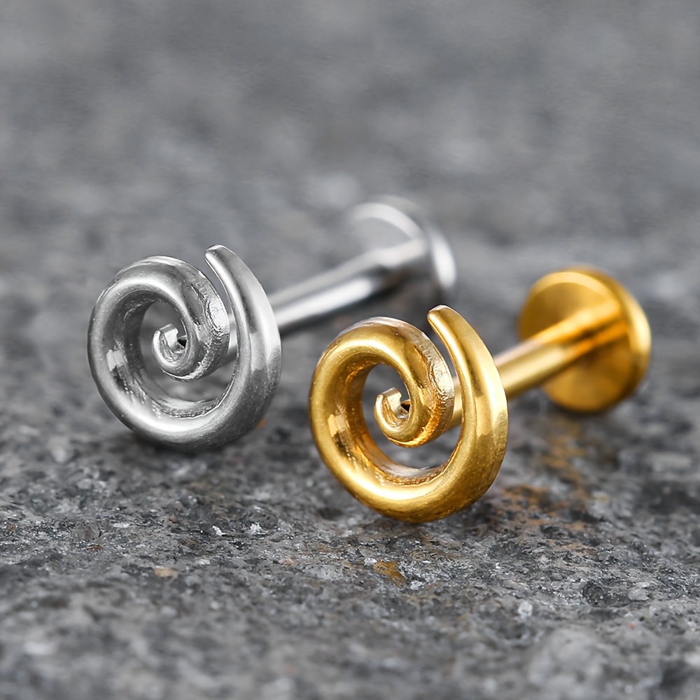Women's 2D Flat Titanium Vortex Cartilage Tragus Earring