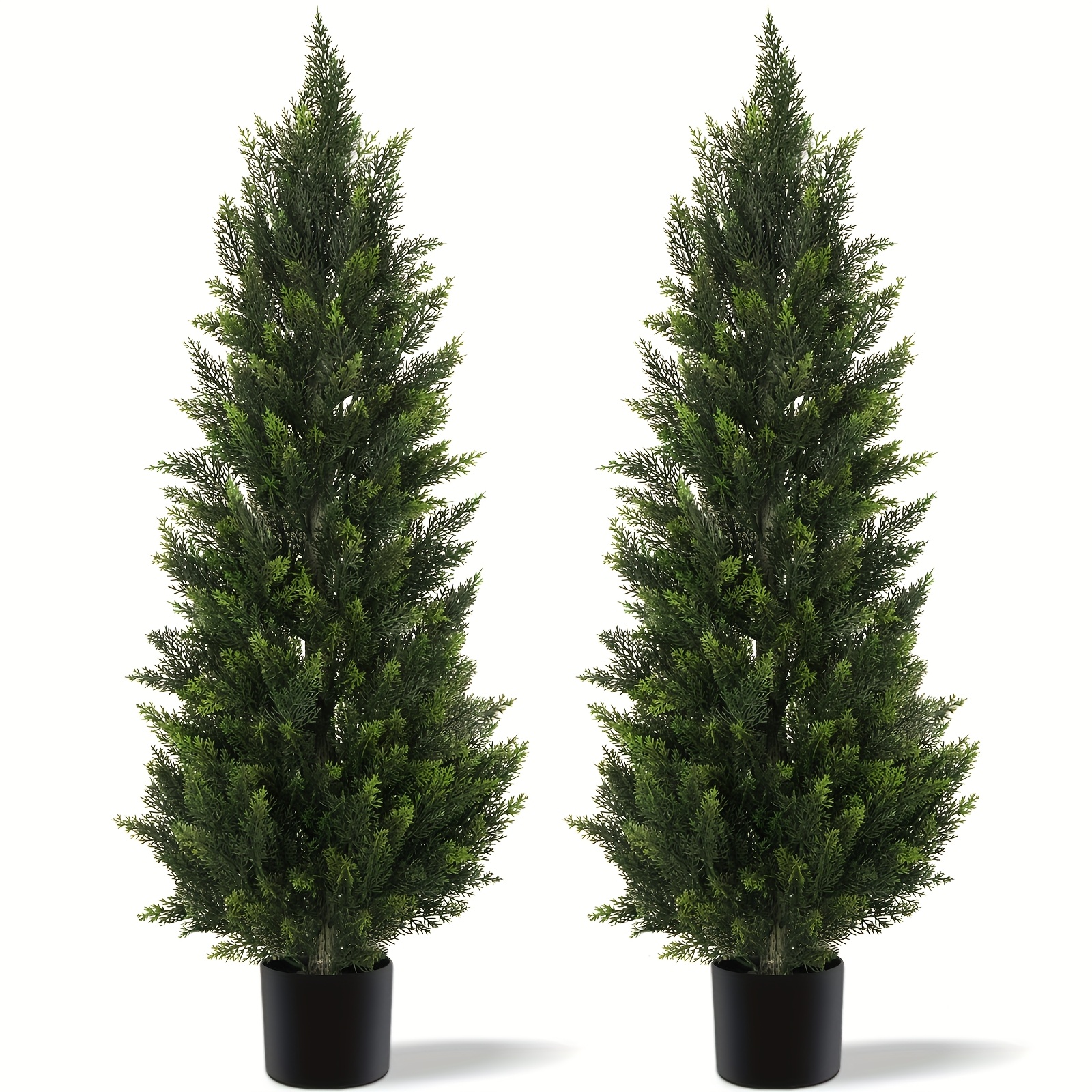TEMU Ensemble de 2 arbres de cèdre artificiels, grands arbres en pot avec feuilles souples en PE et feuillage dense et persistant, arbustes topiaires