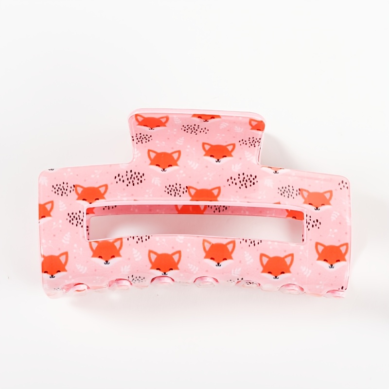 Image of Print Hair Claw - Large Acrylic Rectangle Clip For Women, Y2k-inspired Cute Animal Design