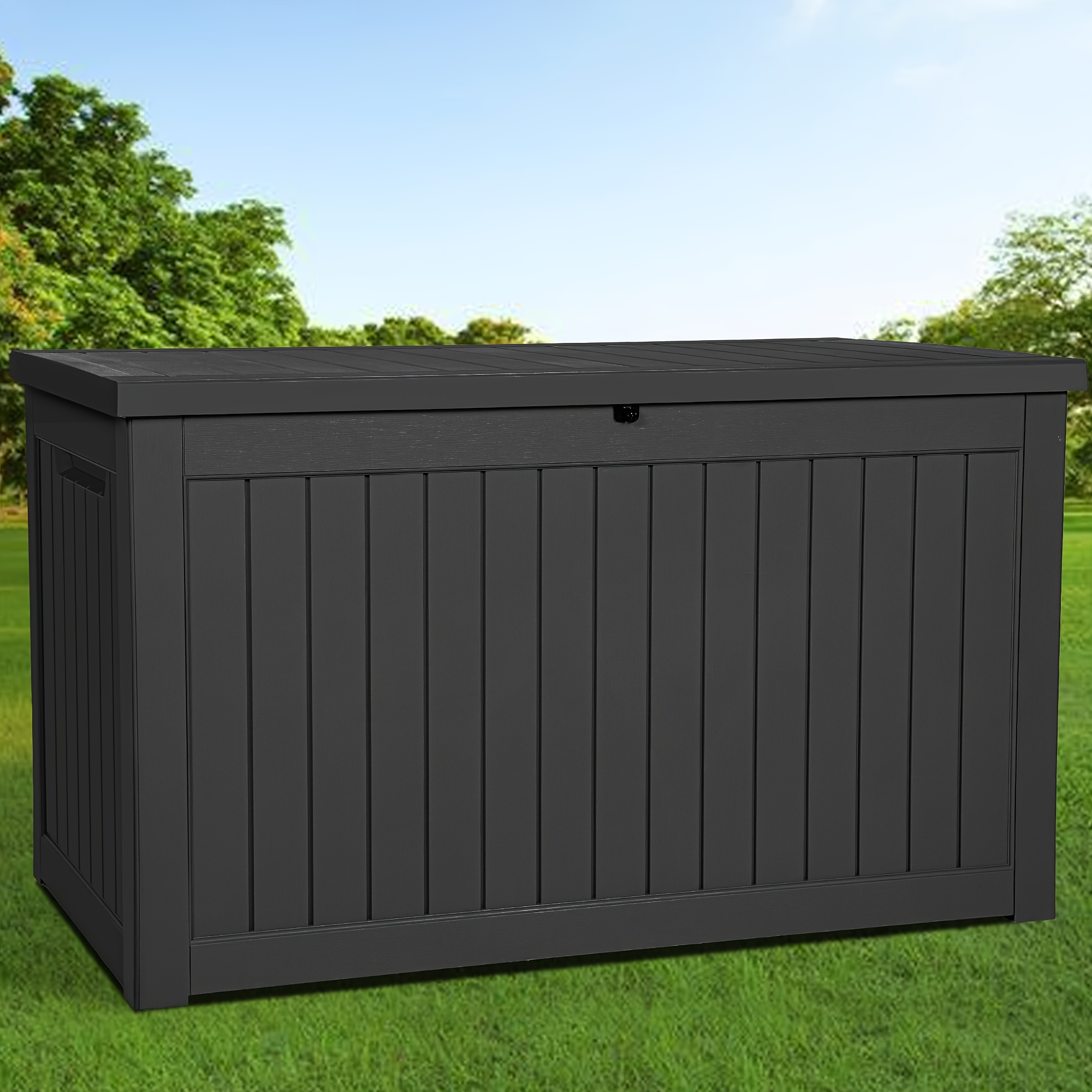 

Homiflex Xxl Large 230 Gallon Resin Deck Storage Container Box Outdoor Patio Garden Black, Resin, Lockable (black)