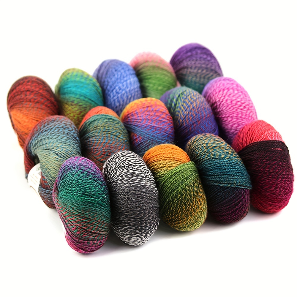 

Self-striping Yarn, 6-pack, 300g Mixed Color Wool Blend (80% Wool, 20% Nylon), Ideal For Knitting Shawls, Blankets, Scarves, And Hats