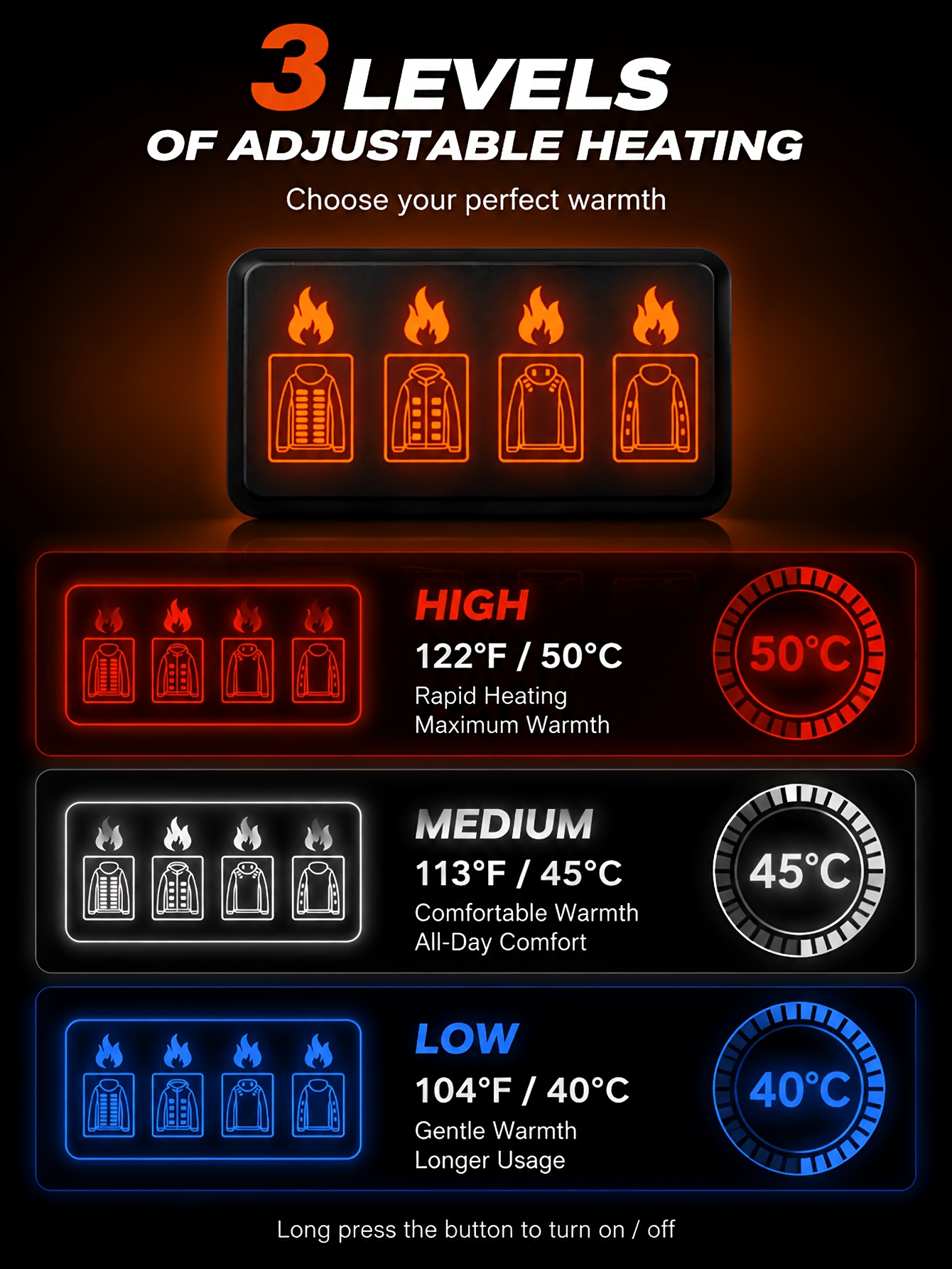 Men's Heated Jacket Vest, Long Sleeve Hooded Jacket
