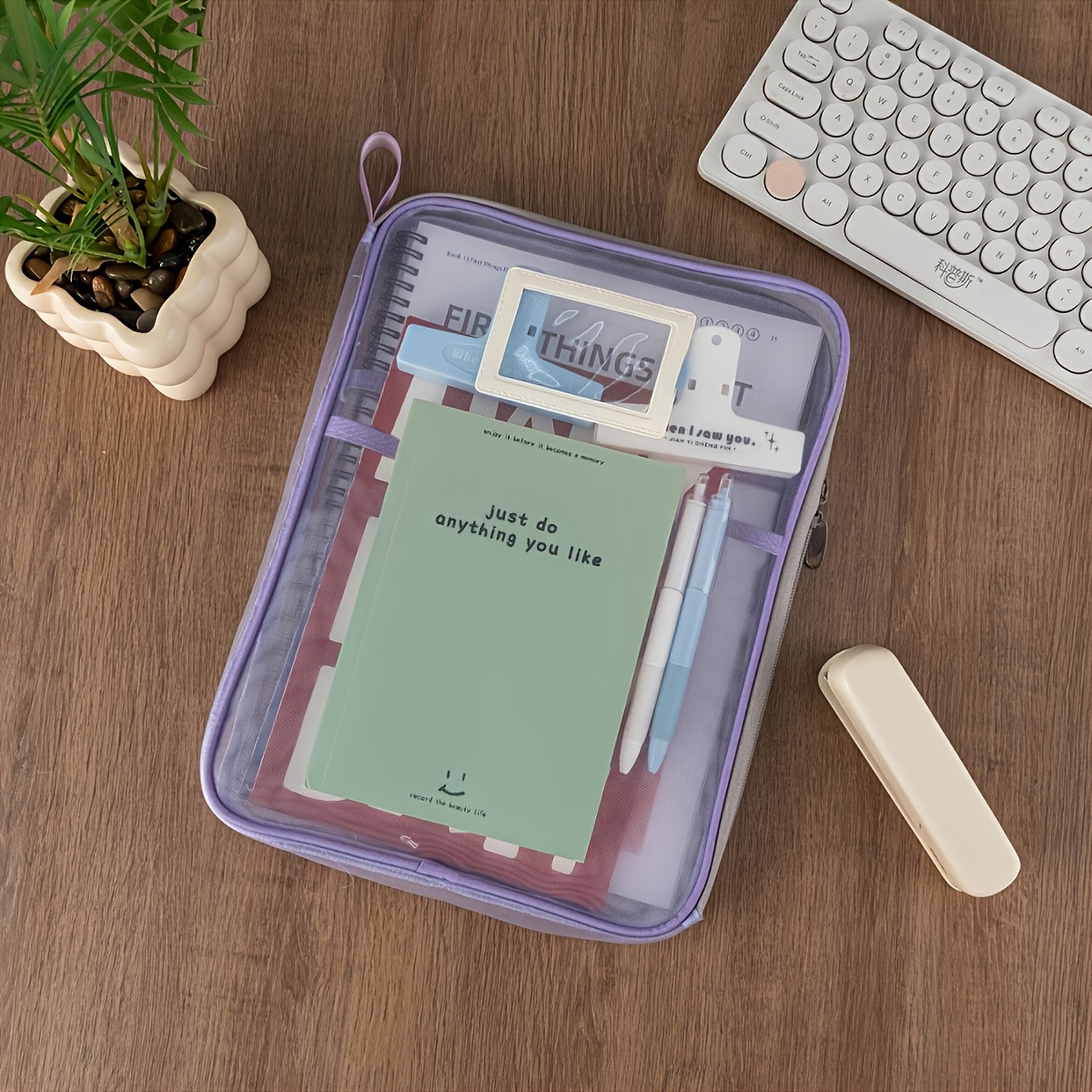 TEMU Organisateur de Sujets en Durable avec Fermeture Éclair en L - Grand Format, Sac à Livres Portable pour Étudiants, Rangement d'Examens et de