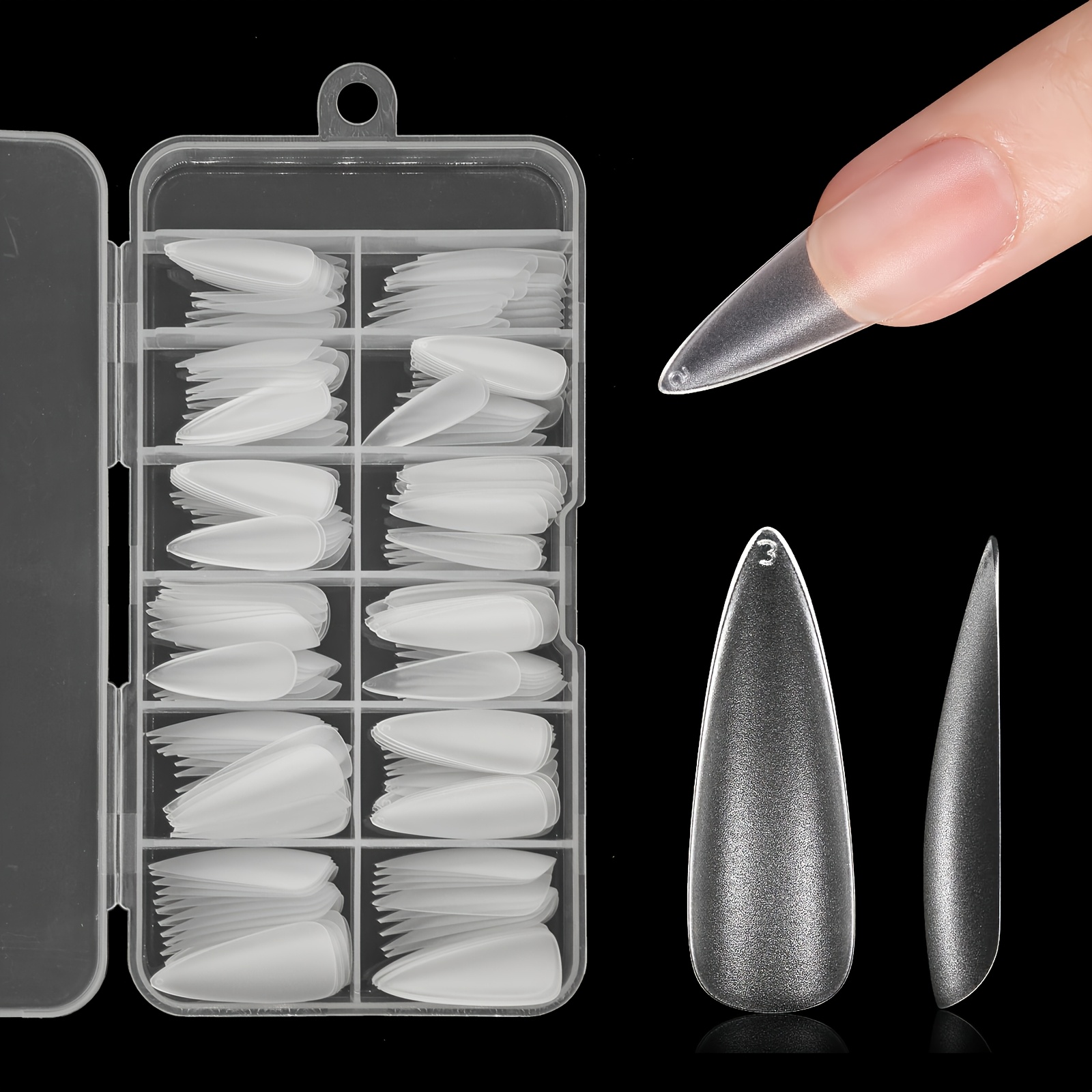 240pcs Long Coffin/medium Stiletto Fake Nail Tips, Matte Soft Gel X Nail Tips, 12 Sizes Full Cover Abs False Press On Nails Tips, Nail Extension Tips