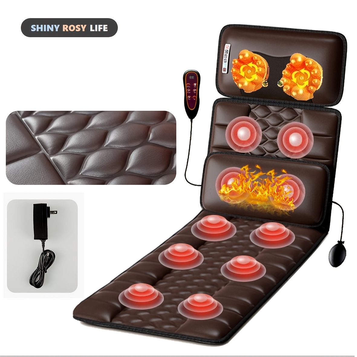 

Body Massage Pad With Heat Relax - 10 Vibration , Neck & Lumbar Support, Detachable Design, Perfect Gift , 110v Plug-in, Battery-free, Ideal For Home