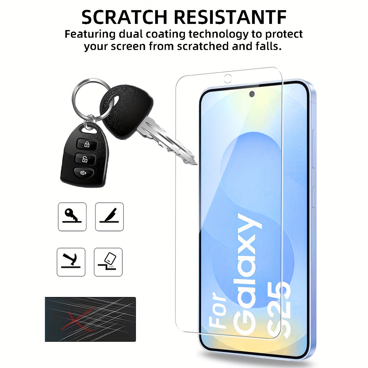 Pack of 3 High-Definition Fully Transparent Tempered Glass Screen Protectors, Compatible with Samsung Galaxy S25 / S25+ / S25 Ultra, Supports Ultrasonic Fingerprint Unlocking, Features an Oil-Repellent Coating, Scratch And Shatter Resistant, Smooth Surface, Designed to Be Compatible with Cases, Easy to Install.