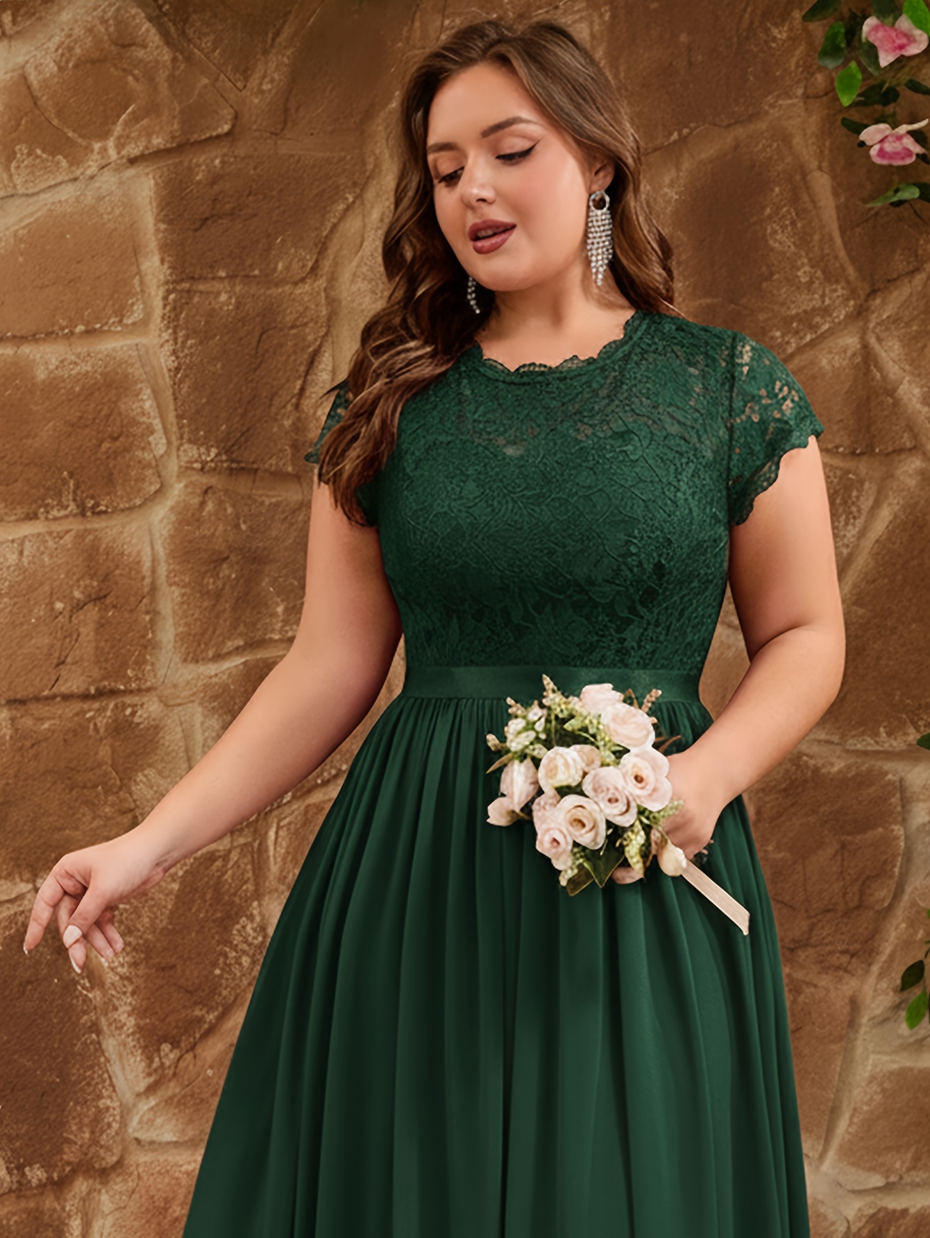 plus size plus size womens chiffon bridesmaid dress lace - Temu Mauritius