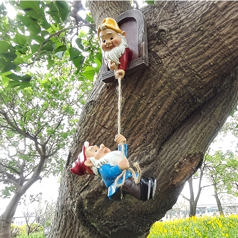 TEMU 2 statues d'escalade fantaisistes pour arbres - Décoration murale d'extérieur pour jardin et patio, résine, idéal pour la fête des mères/Noël,