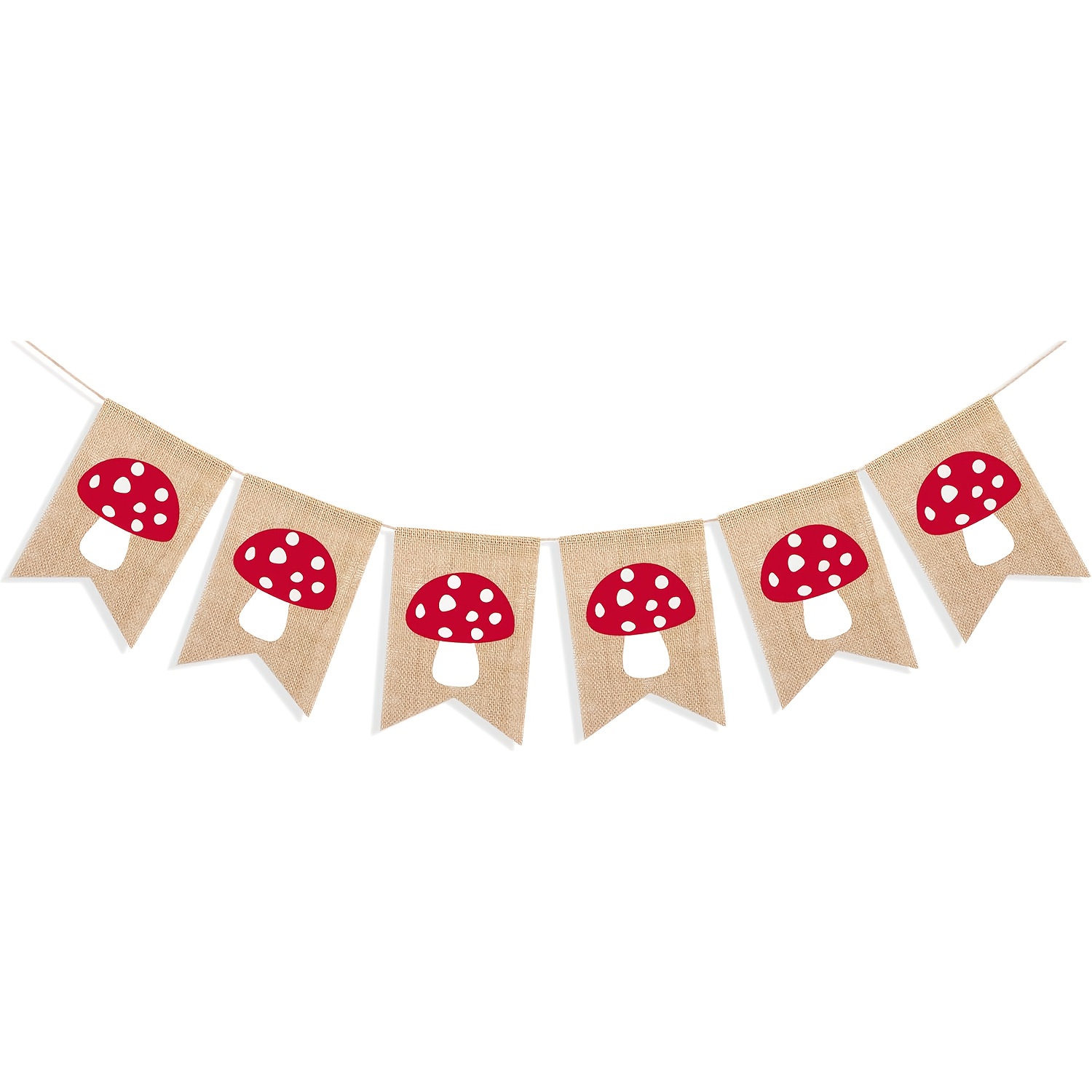 Image of Burlap Mushroom Garland Banner Woodland Theme Baby Shower Birthday Party Decorations Mushroom Bunting Decor For Plant Themed Party Supplies