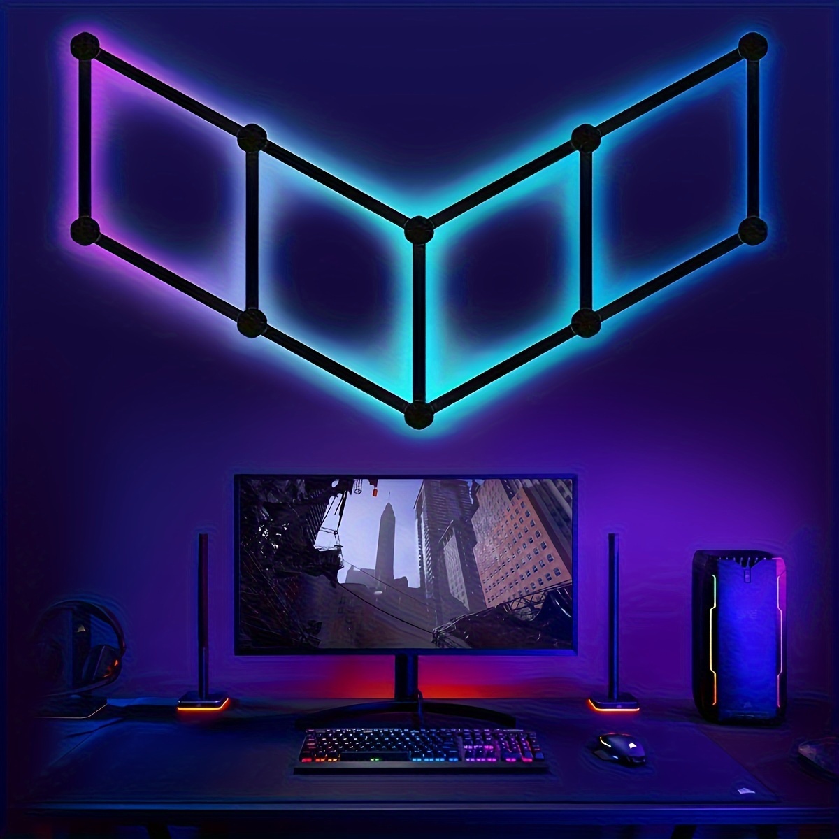 9pcs Smart LED Wall Light, RGB 16M+ Color LED Dimmable Gaming and Home  Decor Wall Lights Program Control Music Synchronization Suitable For Ga