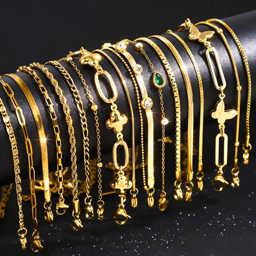 random 8 elegant and stylish stainless steel bracelets womens bracelets suitable for daily wear parties vacations high quality bracelets durable womens jewelry holiday gifts