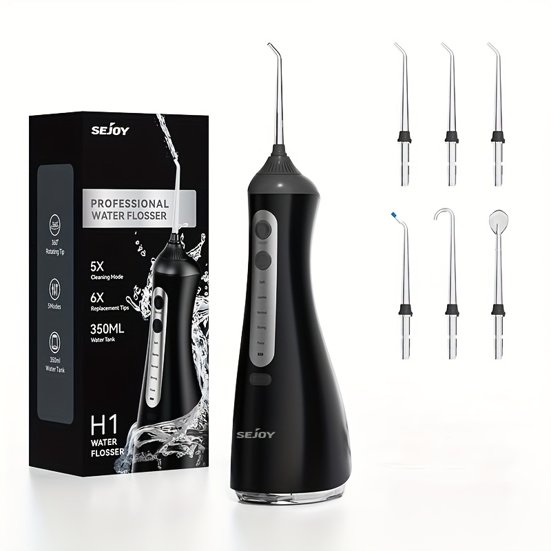 Sejoy Cordless Flossers For Teeth, Gums, Braces, Oral Irrigator, With 6 Replacement Jet Tips, Ipx7, Portable & Rechargeable