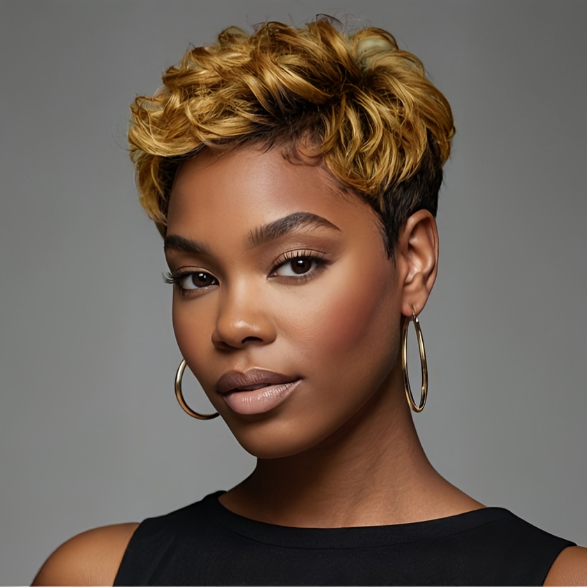 TEMU Women' Short Curly Wave Wig With - Looking Synthetic Short Hair Wigs Suitable For Summer,, Themed Parties & Casual Attire - Easy To Style & Low