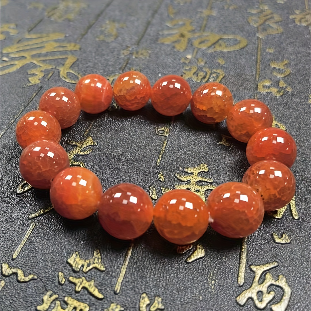 

1 Natural Stone Red Agate Pattern Bracelet For Men And Women, And Phoenix Blood Bracelet, Chinese Style Elegant Bracelet, A Gift For Parents