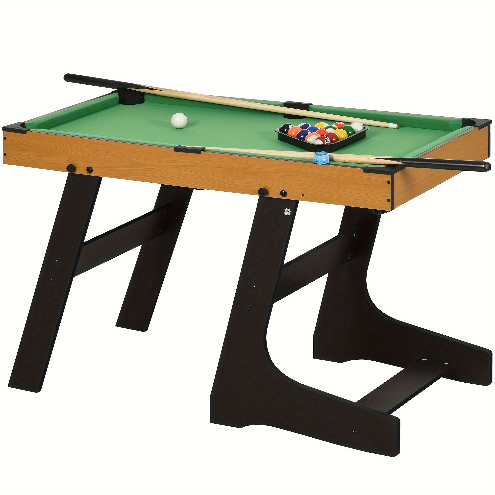 

Soozier 38" Foldable Billiards Tabletop Game, Pool Table Set, Fun For The Whole Family With Easy Folding For Storage, Balls, Cues, Chalk, Brush For Game Room, Man Cave