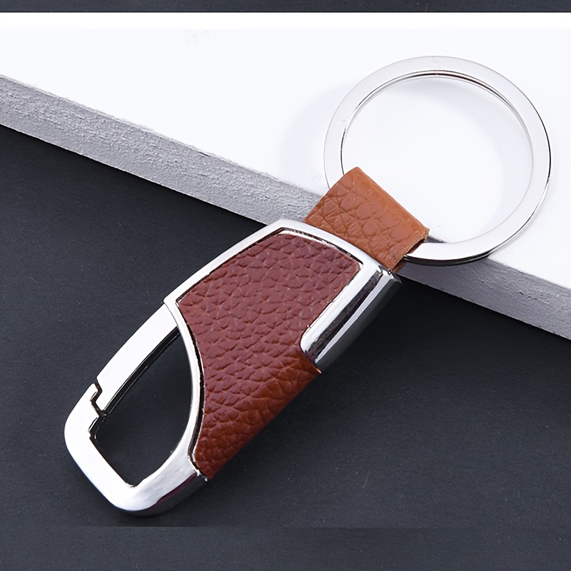 Men'S Car Keychain Creative Simple And Fashionable Door Lock Keyring Waist Hanging Metal Keychain Faux Leather Keychain Car Key Gift