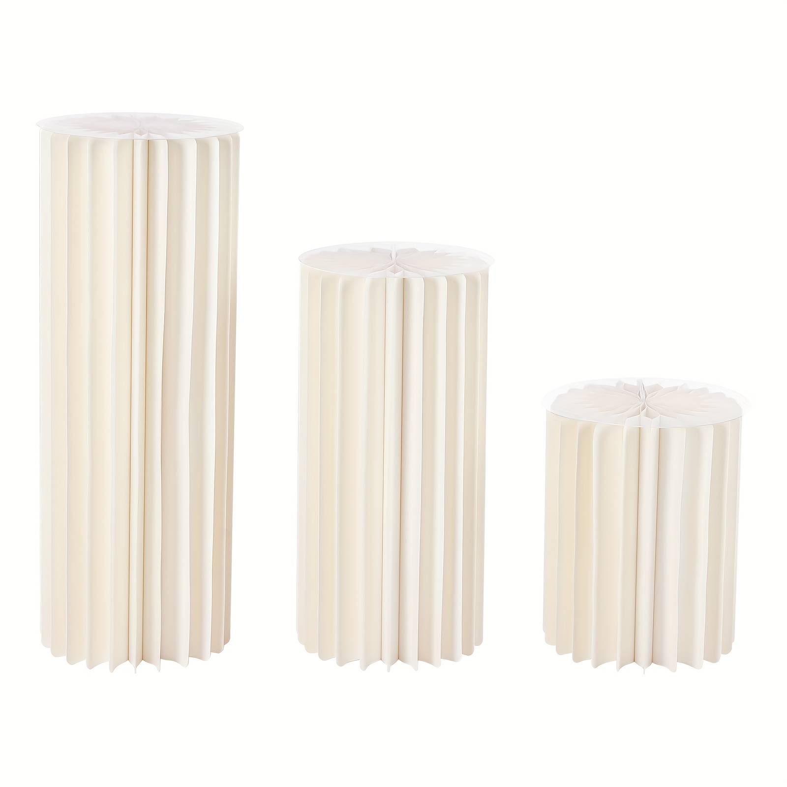 

3pcs Wedding Cardboard Flower Vases, Foldable Flower Stand, Decorative , White, Cylindrical Flower Stand For Wedding, Engagement, Birthday, Table Decoration