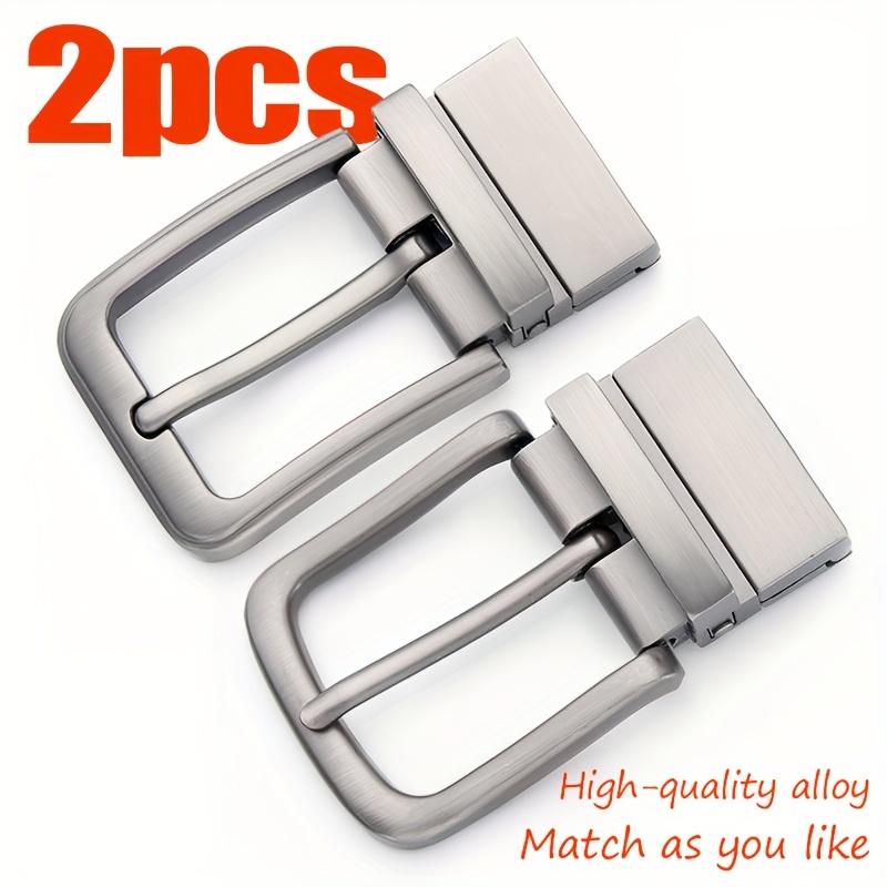 TEMU Set Of 2, High-quality Alloy Rotating Pin Buckle, Matte Brushed End, Suitable For Belts, Universal Belt Buckle, Can Rotate 360°, Compatible With