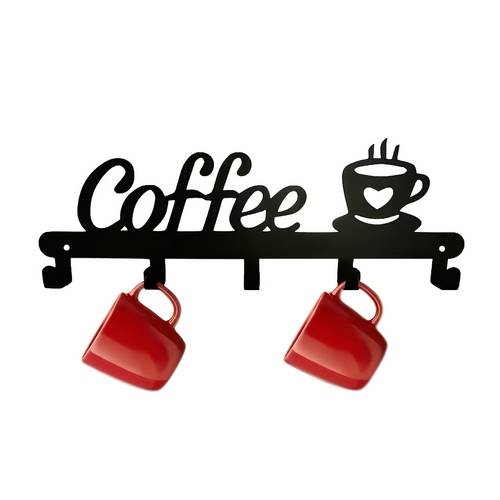 stylish coffee mug mug organizer metal wall mount with 5 hooks durable space saving decorative organizer for home and office utility hooks