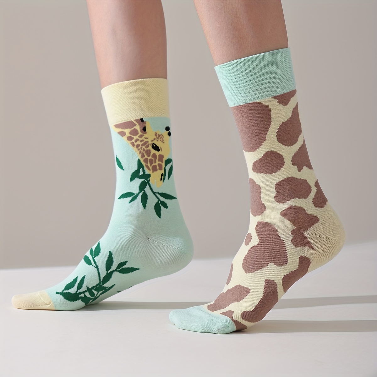 

Cartoon Giraffe Socks, Cute & Trendy Ab Style Mid Tube Socks, Women's Stockings & Hosiery