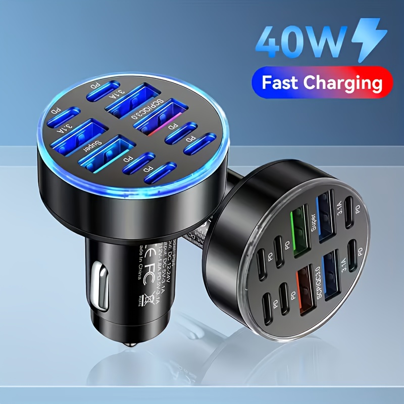 3 stuks 40W Ultra-Snelle Mobiele Telefoon Oplader, Intelligente Voltage Detectie Digitaal Display, Geschikt voor USB en Type-C, Auto Oplader Adapter, Auto Oplader, Auto Accessoires, Auto Auto Accessoires, Mobiele Telefoon Oplader