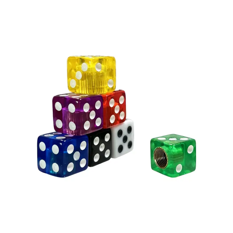 4 Or 8 Pack Plastic Colored Dice Tire Stem Valve Caps – Fun Car Wheel Air Dust Covers