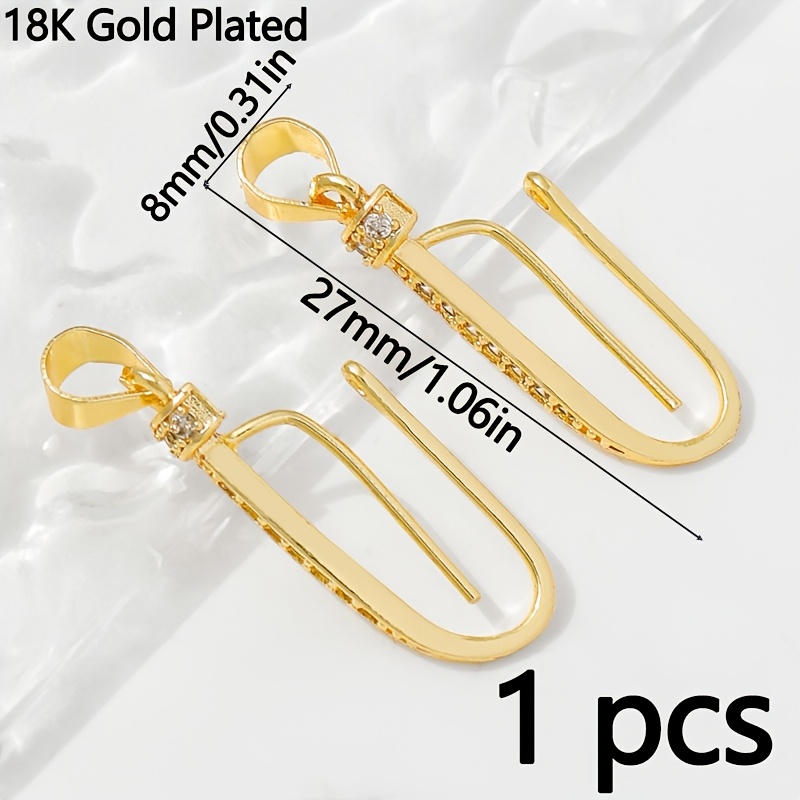 TEMU 1pc Pendentif/Clip de fermeture à micro-incrustation de en laiton plaqué or , ajouts de bijoux en jade, vente en gros