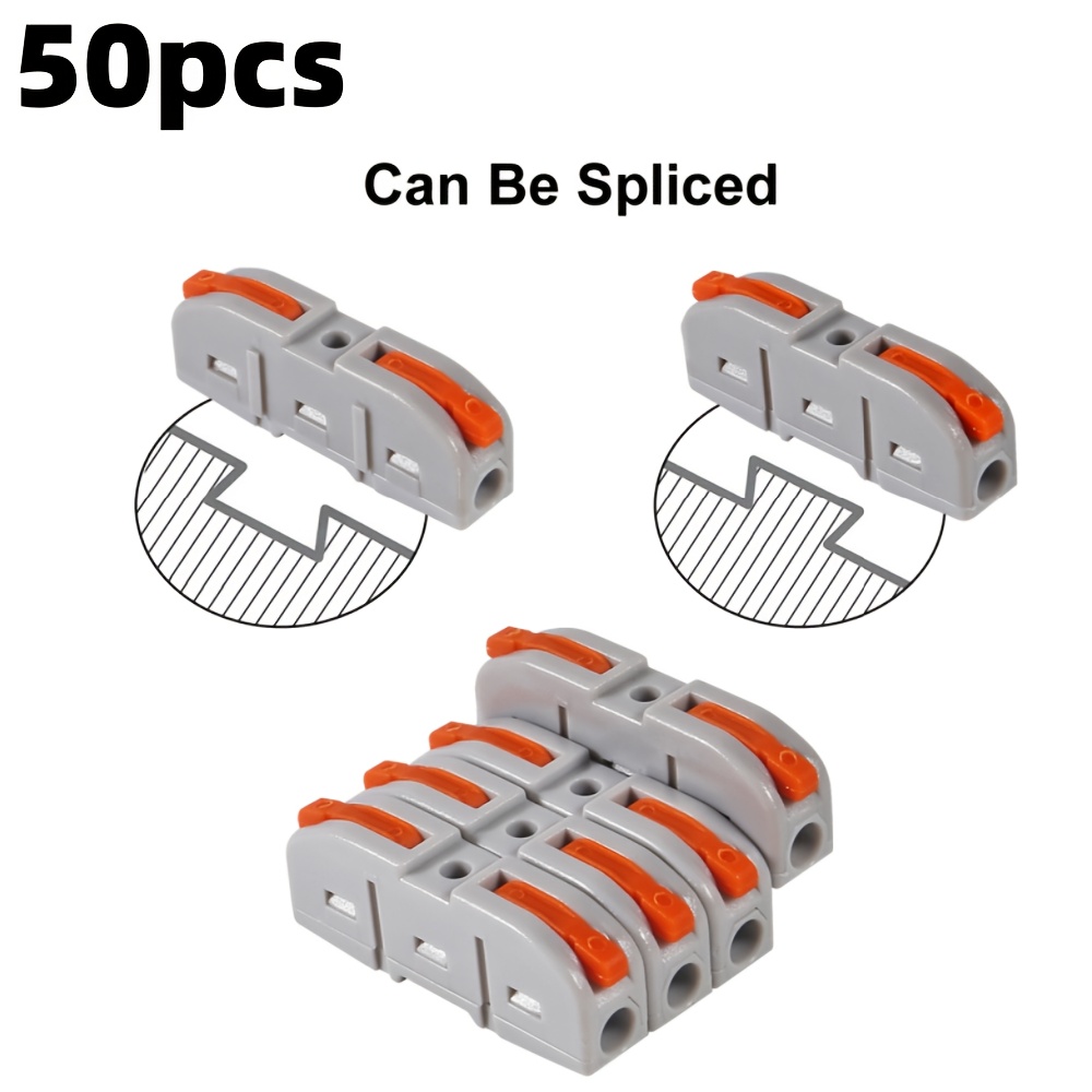 /50pcs Lever Wire Connectors 1 To 1 Inline Electrical Wire Connector For Circuit Inline 24-12 Awg Quick Connect Wire Connectors