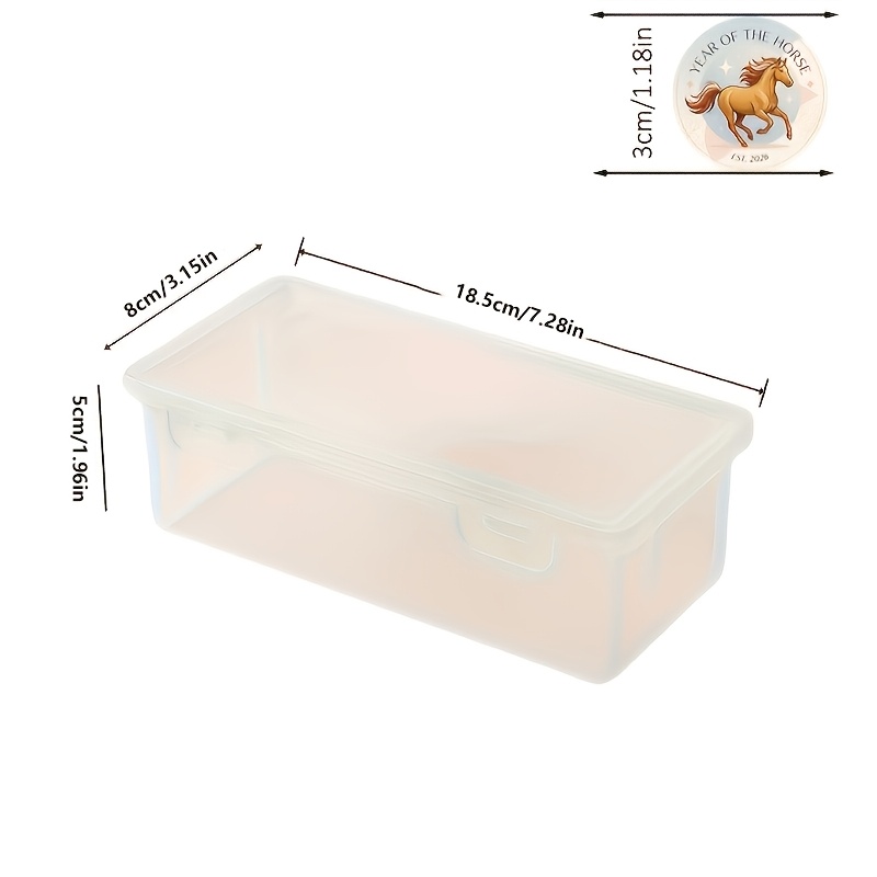 TEMU 2pcs (1pc Storage Box And 1pc Sticker) Large Transparent Pp Material With Lid Storage Box, Lightweight, Suitable For Office And School Supplies