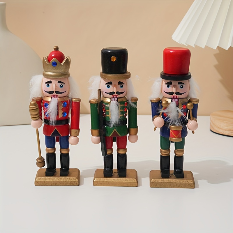 

3pcs Nutcracker Set - Classic Wooden Christmas Figurines For Room Decor, Gift